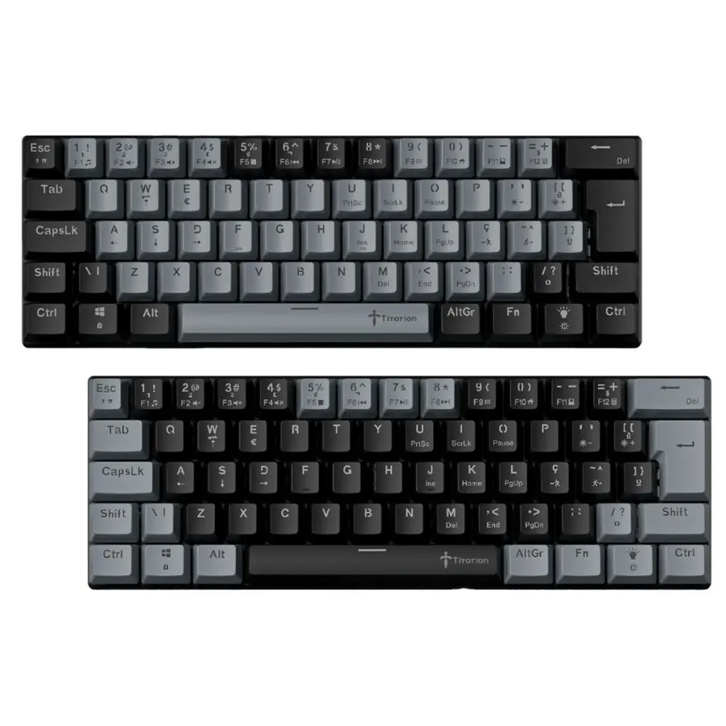 Teclado Mecânico Gamer Titorion 60% Teclado Preto Computador ABNT2 Hot Swap RGB Switch Red Brown USB LED Titorion