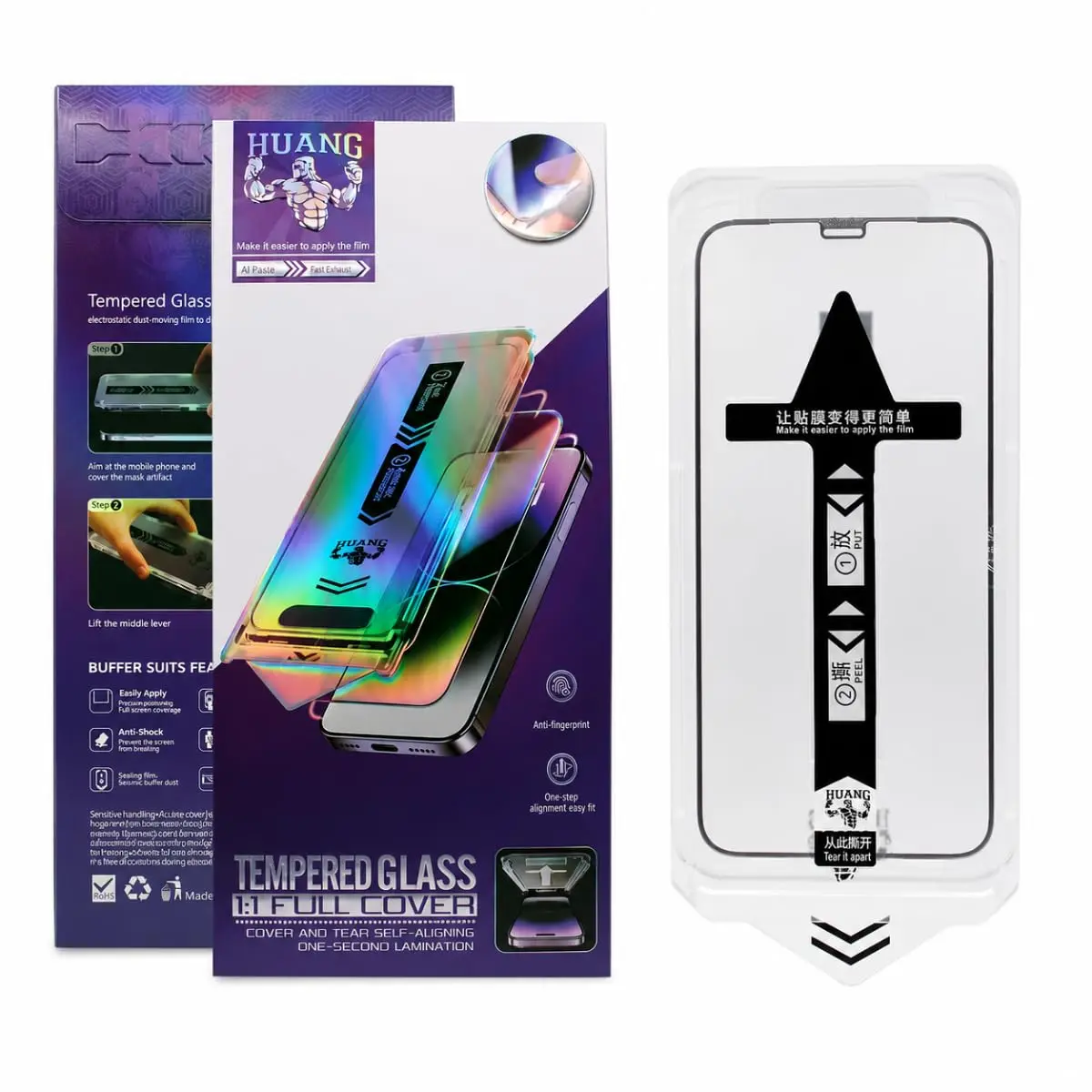 Película de Proteção Anti Impacto 9H com Aplicador, compatível com iPhone, Resistente (iPhone 14 Pro Max /15 Plus / 16 Plus) - 1