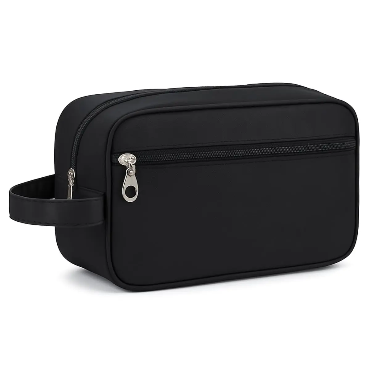 Necessaire Masculina para Viagem Nylon com Alça Lateral Dois Compartimentos Bolsa de Toilette Executiva Organizador Perfumes Shampoo (PRETA)