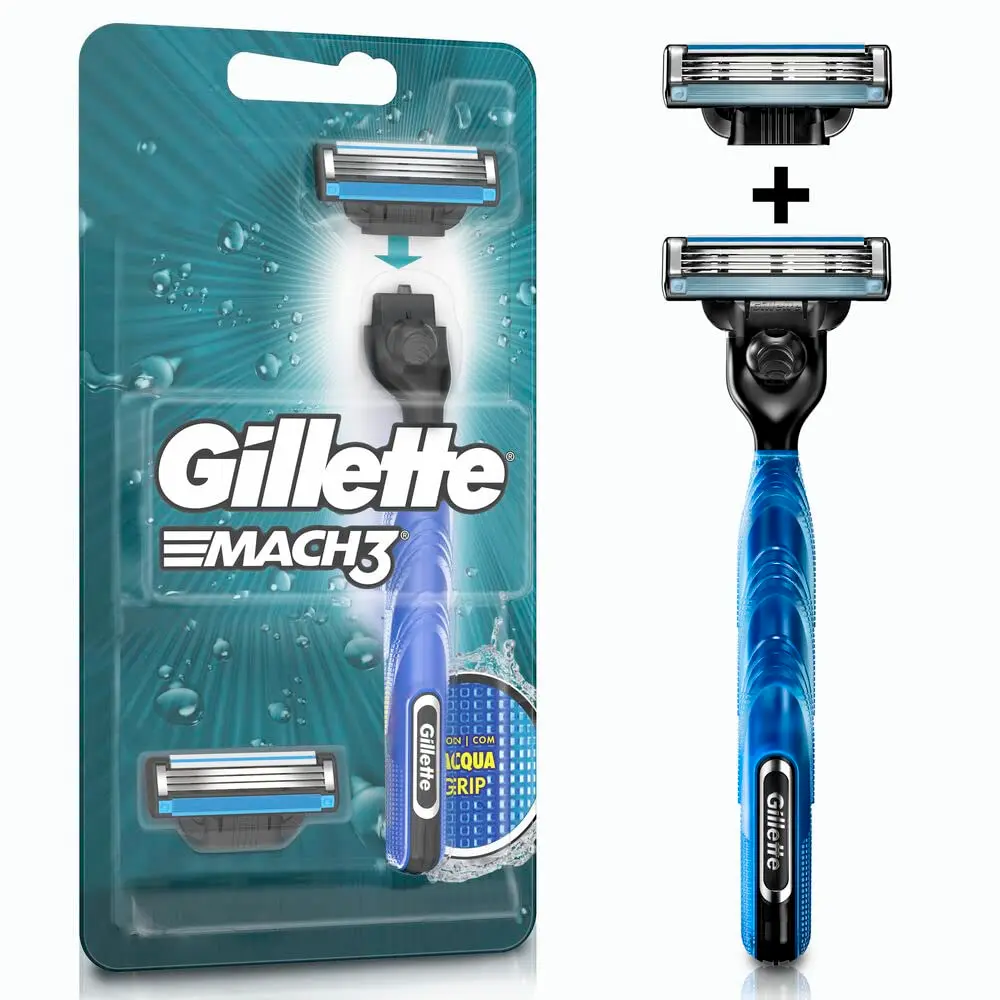 Aparelho de Barbear Gillette Mach3 Acqua-Grip, 2 Cargas - 1