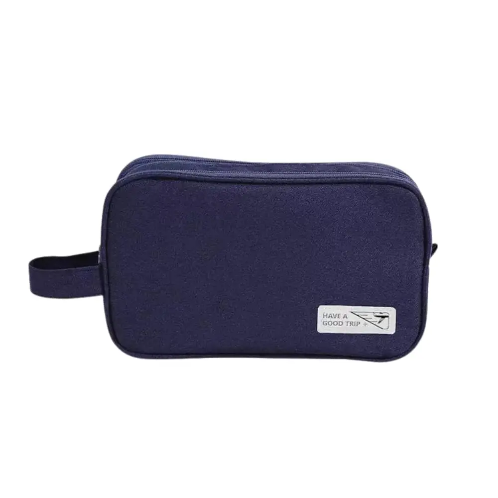 Necessaire Organizadora Unissex Impermeável Bolsa de Viagem Multiuso com 3 Divisórias para Higiene Pessoal, Cosméticos e Acessórios Compacta e Versátil Uso Diário Executiva (Azul Marinho)