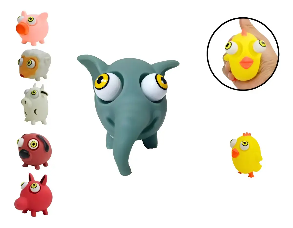 Squishy Kit 2 Bichinho Olho Esbugalhado Anti Stress Slow Rising Cor Sortida