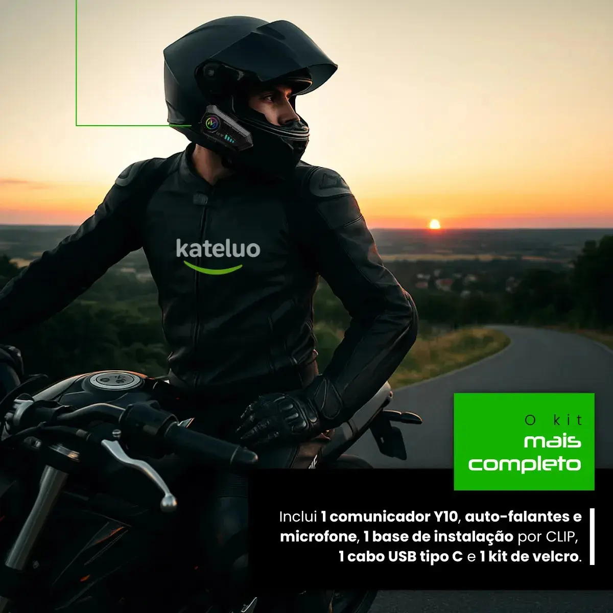 Fone De Ouvido Para Capacete Moto Bluetooth Motoboy Headset Rgb Sem Fio Kateluo thumbnail 6