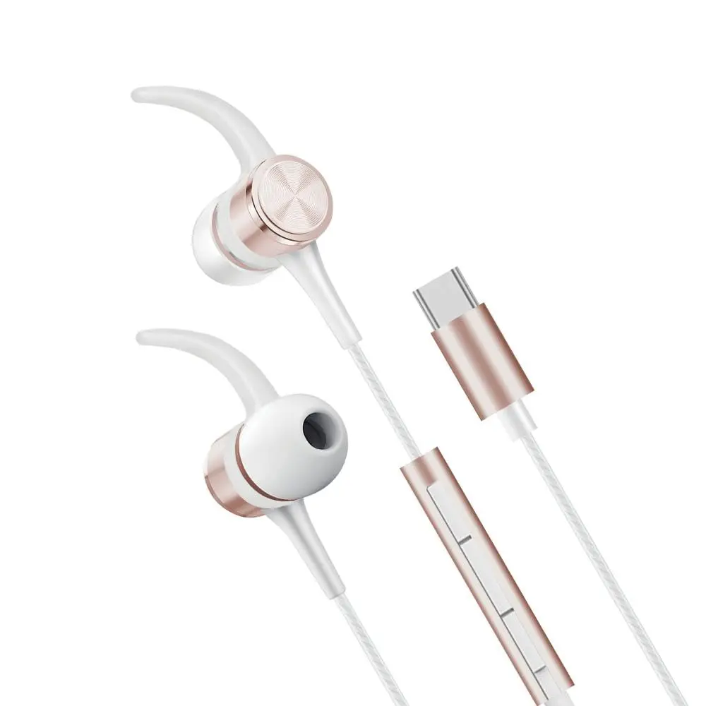 Geonav Fone de Ouvido Flex Digital com fio, Intra Auricular, conector USB-C, com microfone, ponteiras magnéticas, controlador multifunções, ESFNURG, Rosa Gold/Branco - 1