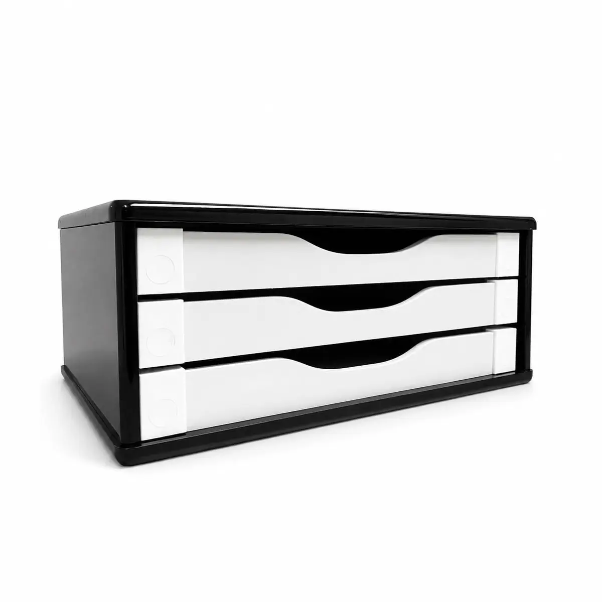 Suporte para Monitor Souza & Cia, 3 Gavetas, MDF | Black Piano e Branco, Ergonômico, Organizador de Mesa