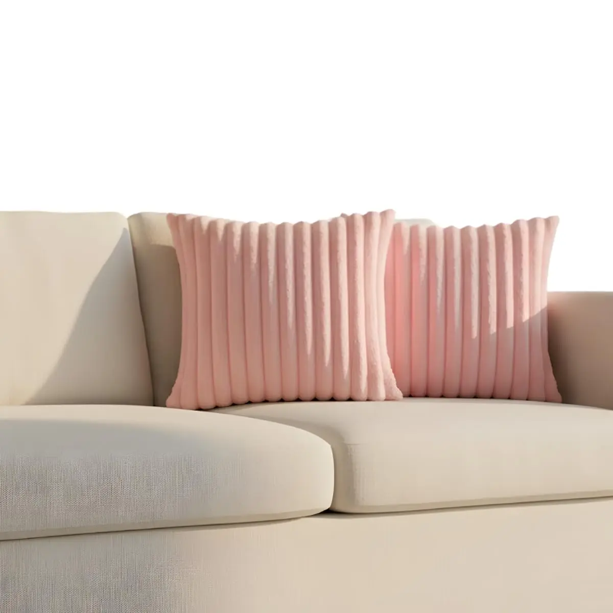 Capa de Almofada, Kit com 2 Capas Decorativas em Pelúcia, Plush, Luxuoso, Toque Suave, Desenhos em Relevo, Sala - Casa e Decoração (Rosa Claro) - 1