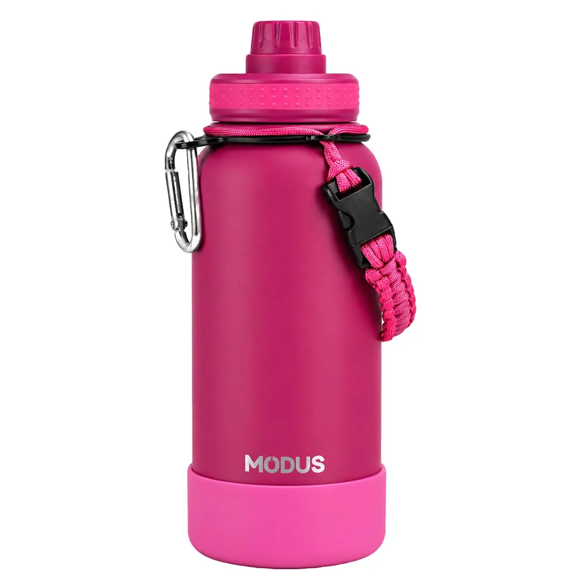 MODUS Garrafa Térmica 950ml - Parede Dupla de Isolamento 24horas Gelado | com Base Emborrachada Anti Derrapante, Alca Paracord (Gradiente Rosa)