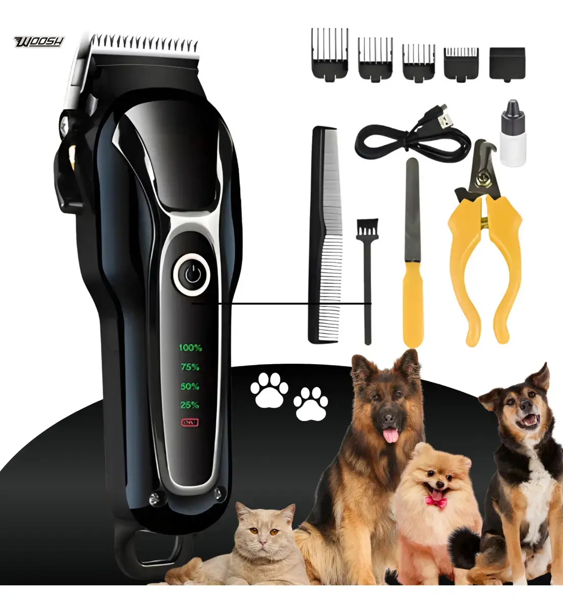 Máquina De Tosa Profissional Com Alicate E Tesoura Aparador de Pelos Gato e Cachorro Kemei