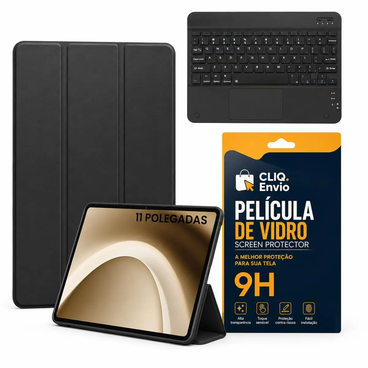 Kit Premium Capa Para Tablet Samsung A11+ / A9+ (11 Polegadas) + Película + Teclado TrackPad