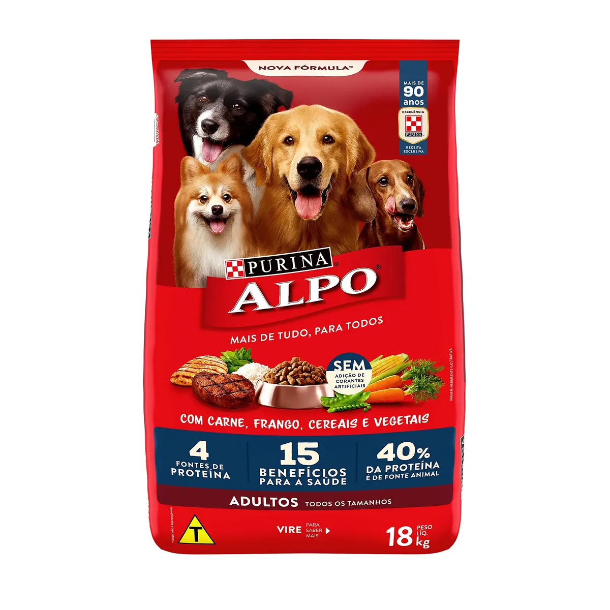 Purina Alpo Ração Alpo Para Cães Adultos Sabor Carne Grelhada Com Vegetais - 18Kg Purina - Sabor Carne