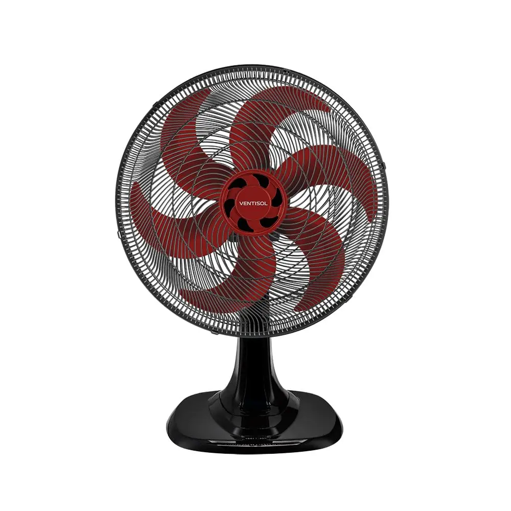 Ventisol Ventilador de Mesa Oscilante, Turbo 6 Pás Premium, Vermelho, 40cm, 220V