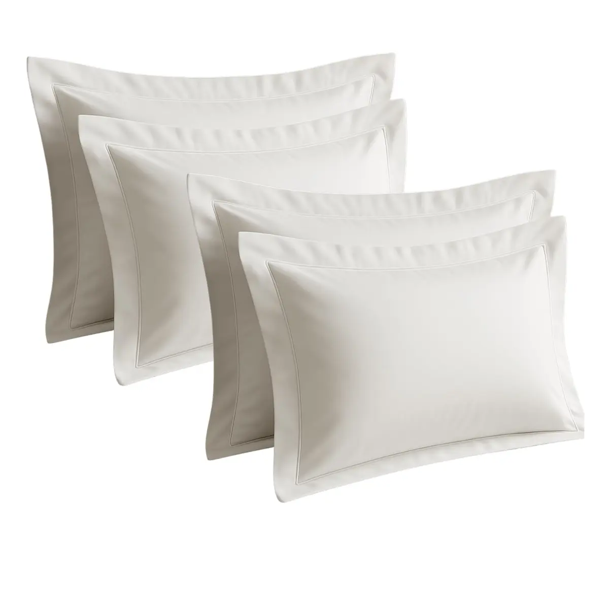 Kit Fronha Algodão Egípcio 300 Fios Abas 80x60 Interno 70x50 (4, Marfim)