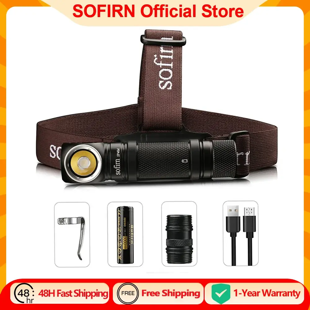 Sofirn SP40A TIR Óptica Recarregável LED Farol TN-3535 1200lm 18650 Farol 18350 Ângulo Lanterna com Cauda Magnética - 1