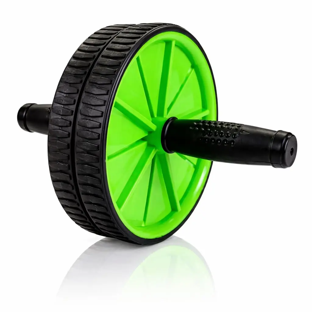 Roda de Exercício Abdominal Funcional Fitness Treino Core e Abdômen Rolo Duplo Resistente para Academia e Casa (Cores Sortidas)