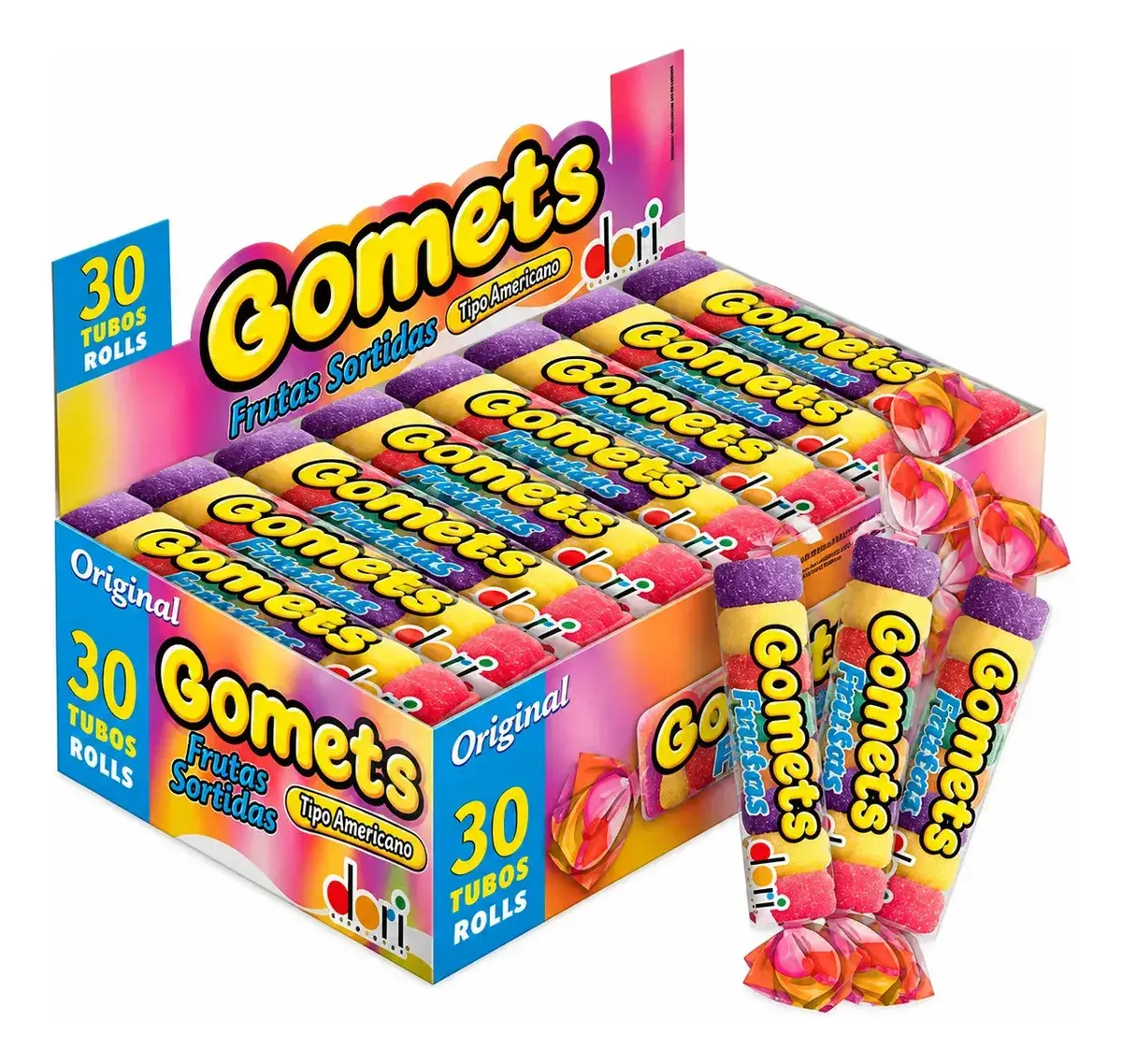 Goma Gomets Dori Frutas Sortidas Caixa 30 Tubos 32g