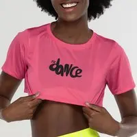 Blusa Cropped Feminina Fit Dance Manga Curta - 1