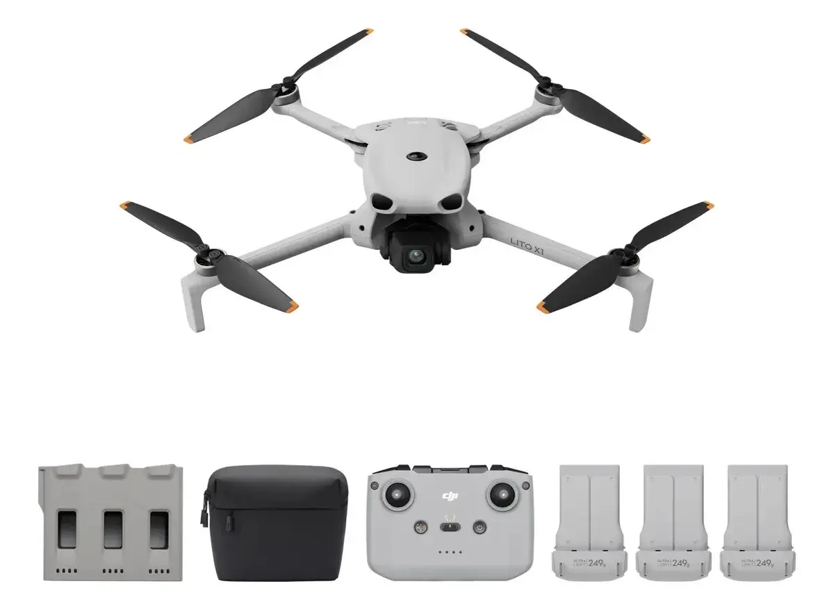 DJI Lito X1 Fly More Combo com DJI RC-N3, Drone com Câmera 4K para Iniciantes, Detecção de Obstáculos, ActiveTrack, Sensor de 1/1,3 Polegadas, Leve para Adultos, Transmissão de Vídeo de 15 km - DJI082