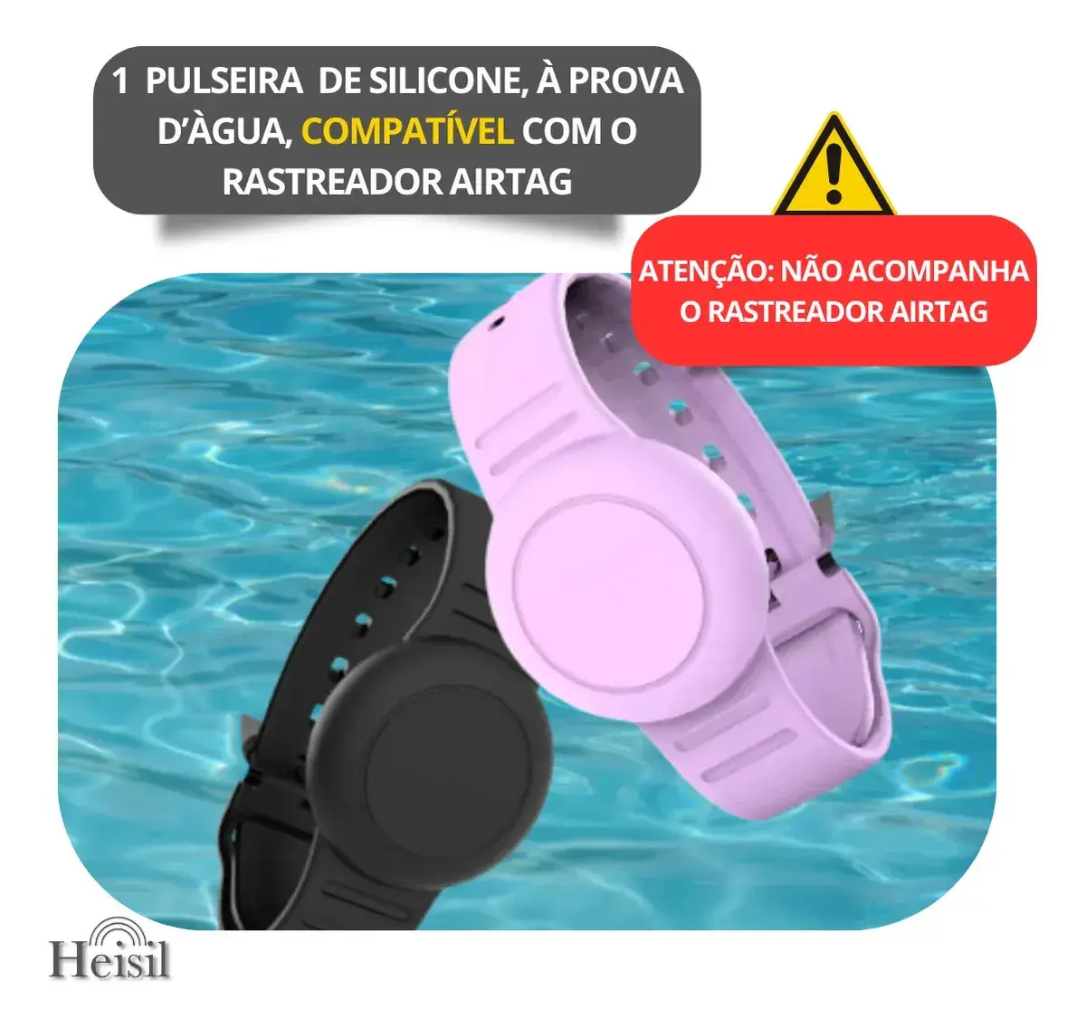 Pulseira Compatível Suporte Para Rastreador Airtag Silicone Impermeável Com Tampa Cor VERMELHO thumbnail 2