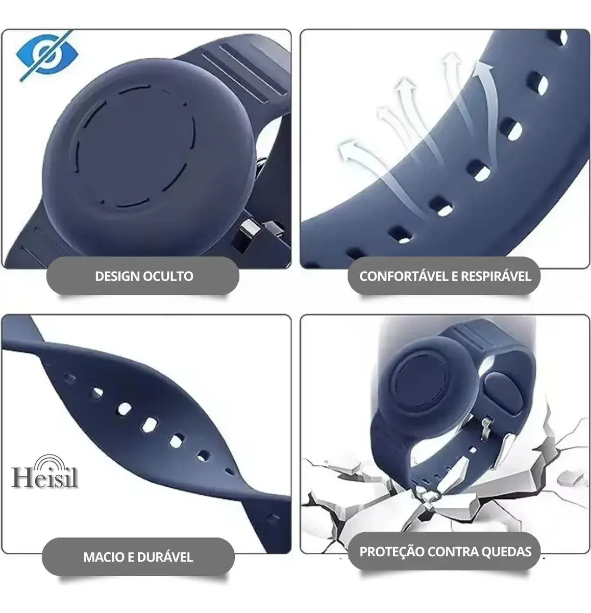 Pulseira Compatível Suporte Para Rastreador Airtag Silicone Impermeável Com Tampa Cor VERMELHO thumbnail 6