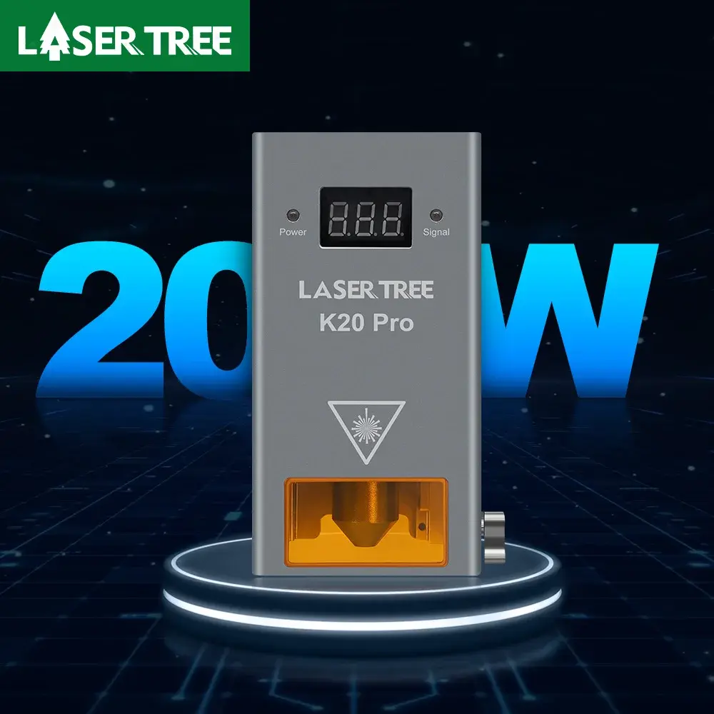 LASER TREE-Módulo Laser de Potência Óptica com Air Assist, Luz Azul, Cabeça para Gravador CNC, Ferramentas de Corte, 4 Diodos, TTL, 20W, K20