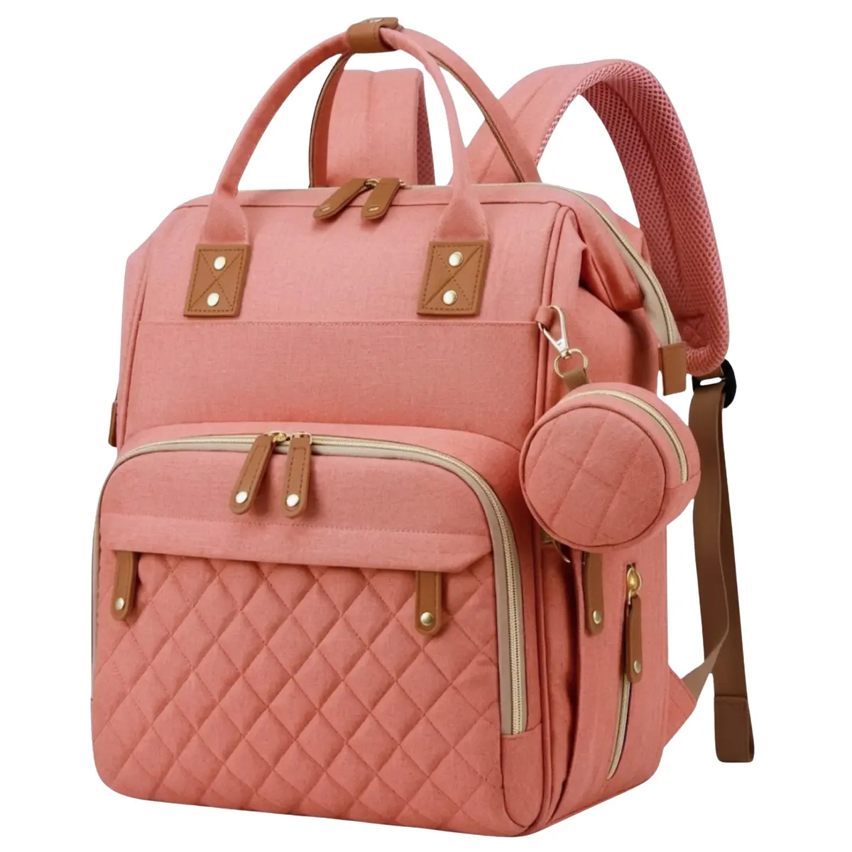 Mochila Maternidade Impermeável com Bolsos para Mamadeira e porta Chupetas Multifuncional Espaçosa para a Mamãe e o Bebê