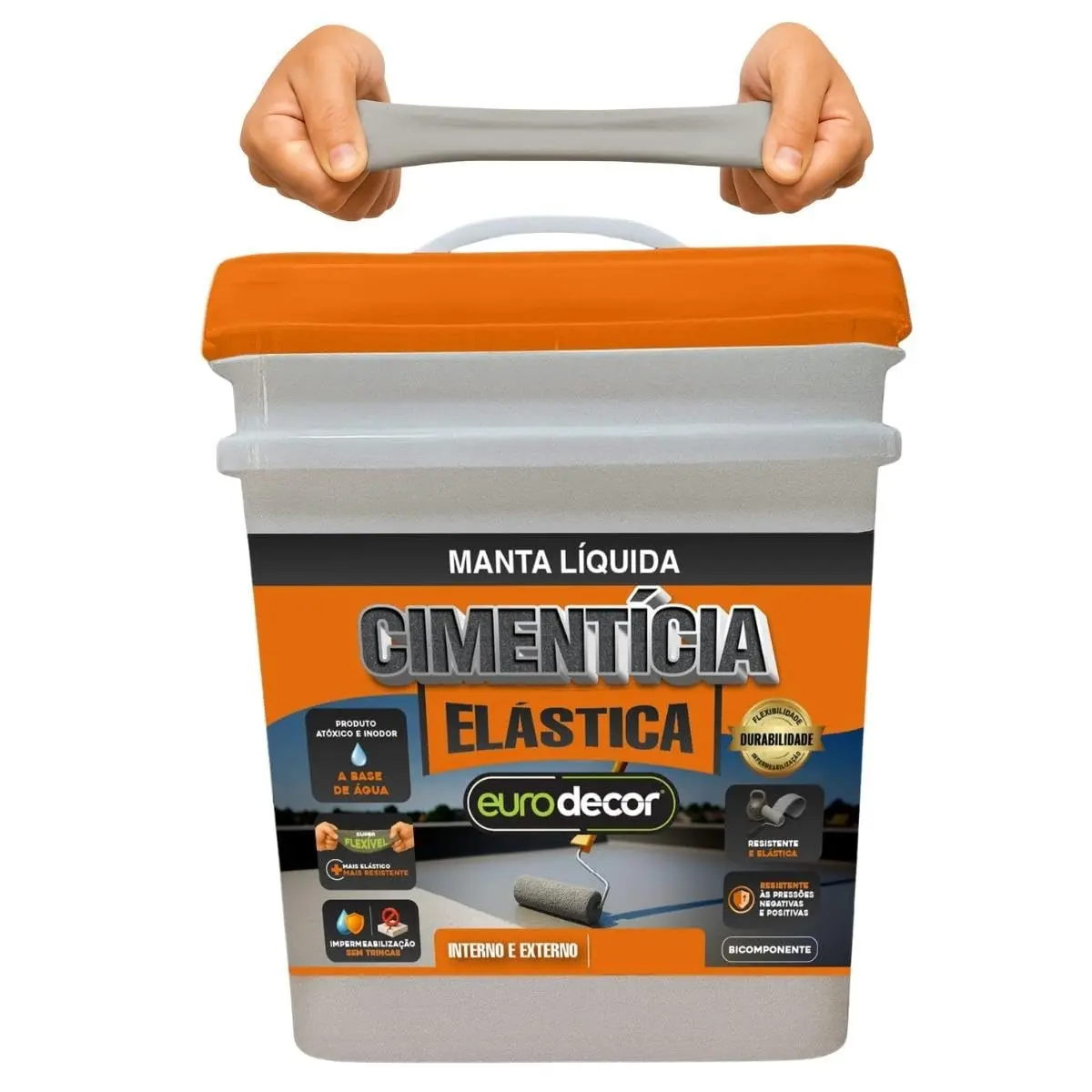 Cimento Elástico Flexível Euro Decor 4kg Bicomponente Base Água | Para Lajes, Piscinas, Caixas d'Água, Banheiros e Telhados | Alta Resistência e Proteção Contra Infiltrações