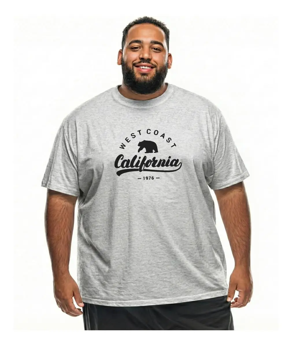 Camiseta Masculina Plus Size Algodão Estampa New York Conforto - 1