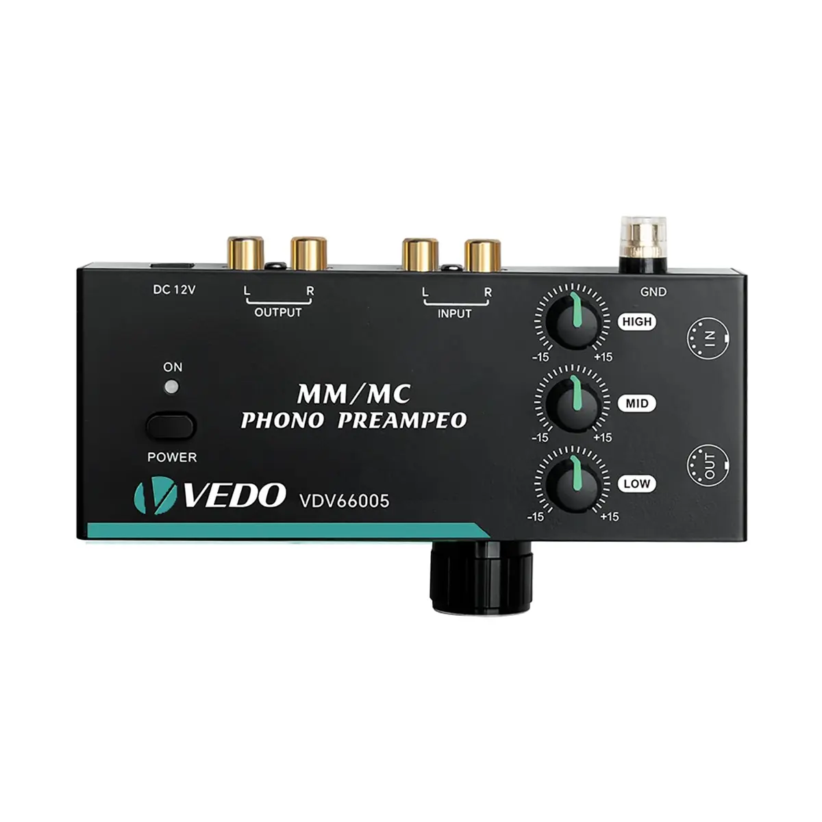 Pré-Amplificador Phono para Toca-Discos, Compatível com Cápsulas MM/MC, Ajuste de 3 Bandas(Graves, Médios, Agudos),Saídas RCA e XLR de 5 Pinos, Saída para Fone de Ouvido 3,5mm, Circuito de Baixo Ruído