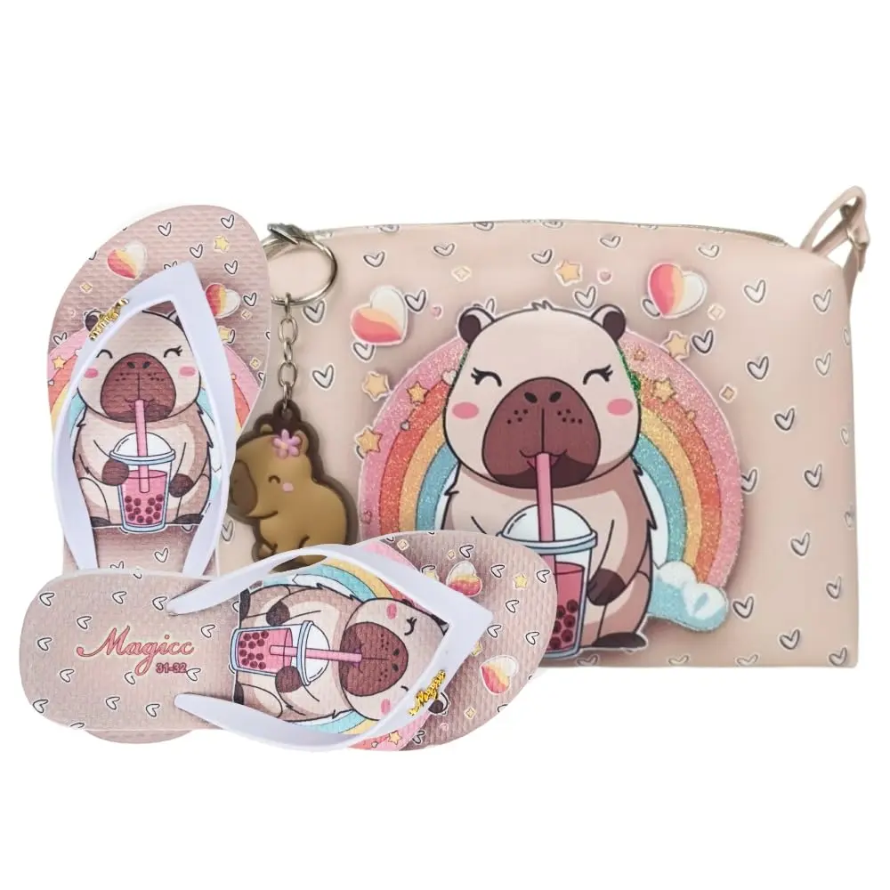 Kit Infantil Bolsa Chinelo Slim Capivara Magicc KMICH-228