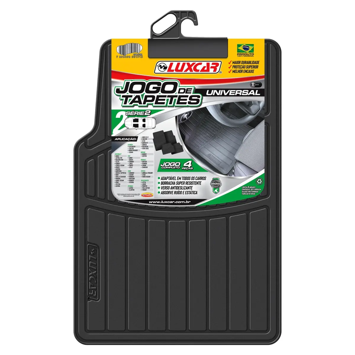 Kit de 4 peças, TAPETE BORRACHA UNIVERSAL SÉRIE 2 Luxcar Universal - 1