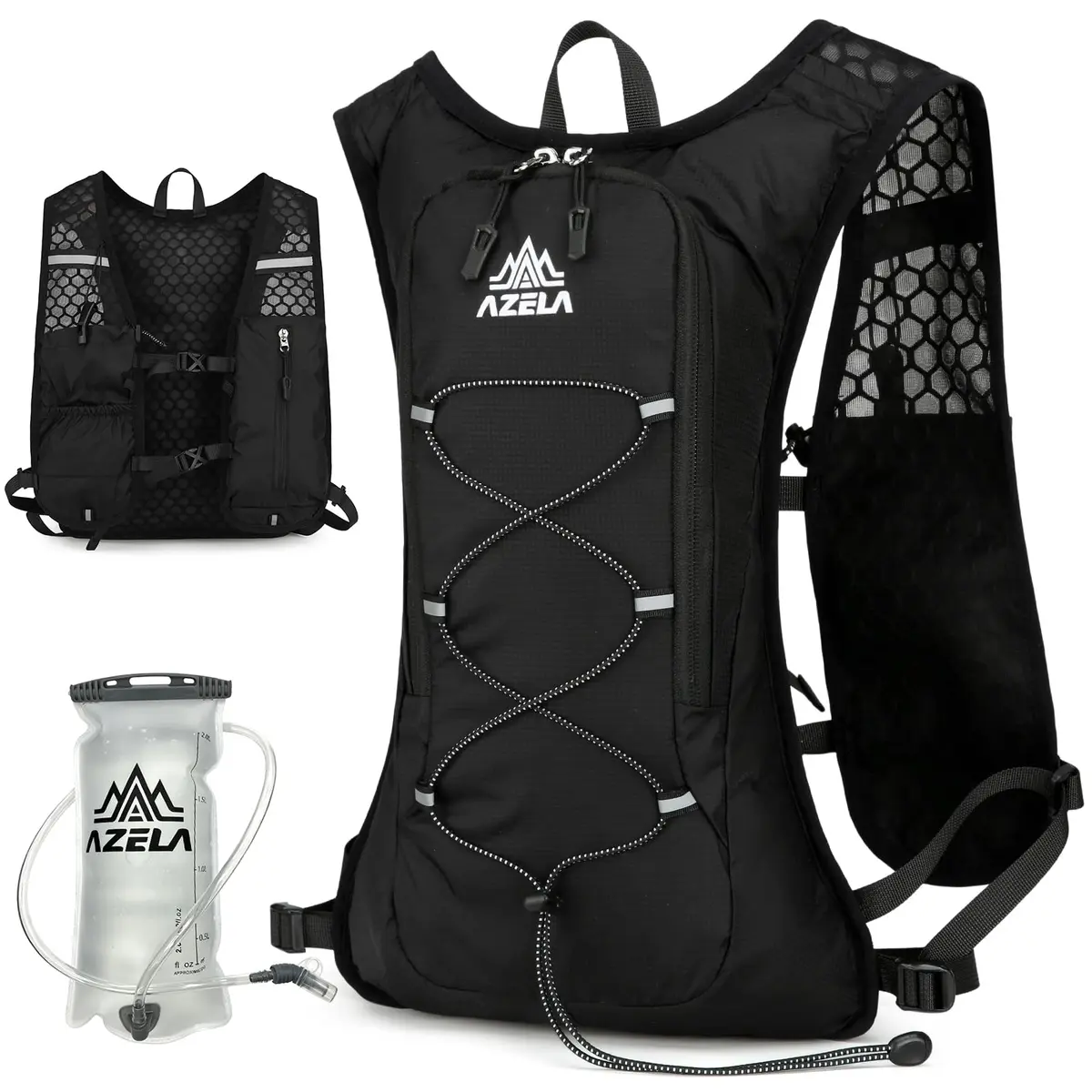 Colete de Corrida com Hidratação Ajustável (Com Reservatório) | Colete de corrida com suporte para celular, bolsos, hidratação, ajuste confortável e faixas refletivas para esportes outdoor - 1