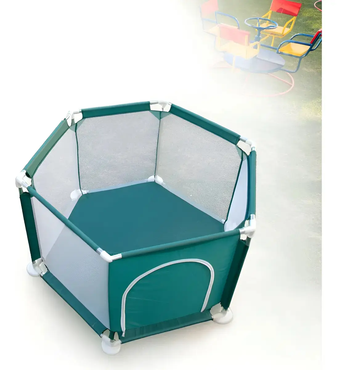 Cercadinho Infantil Hexagonal Dobrável Para Bebês Chiqueirinho Cor Verde Eloria
