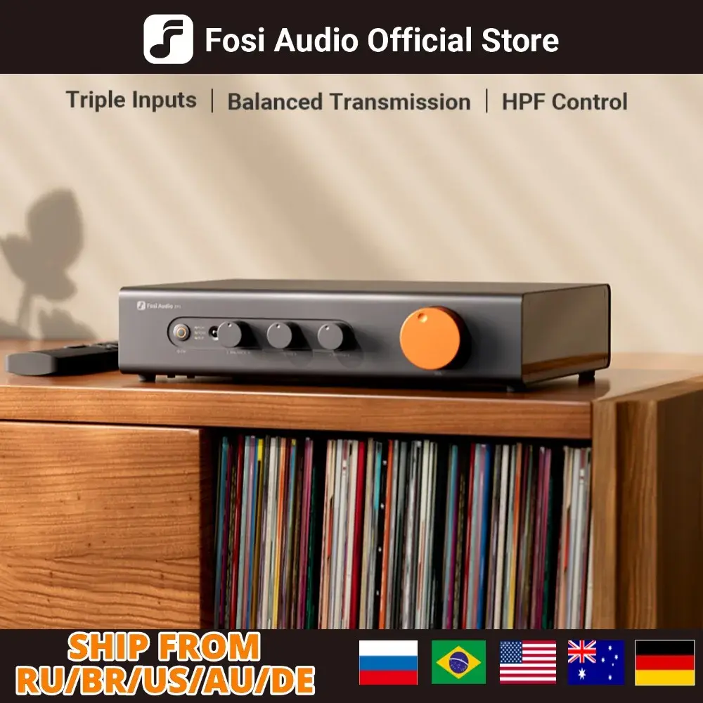 Pré-amplificador balanceado Fosi Audio ZP3 com controle de tom HPF Filtro passa-alta Pré-amplificador Hifi de última geração 3 entradas/3 saídas XLR/RCA/SUB OUT