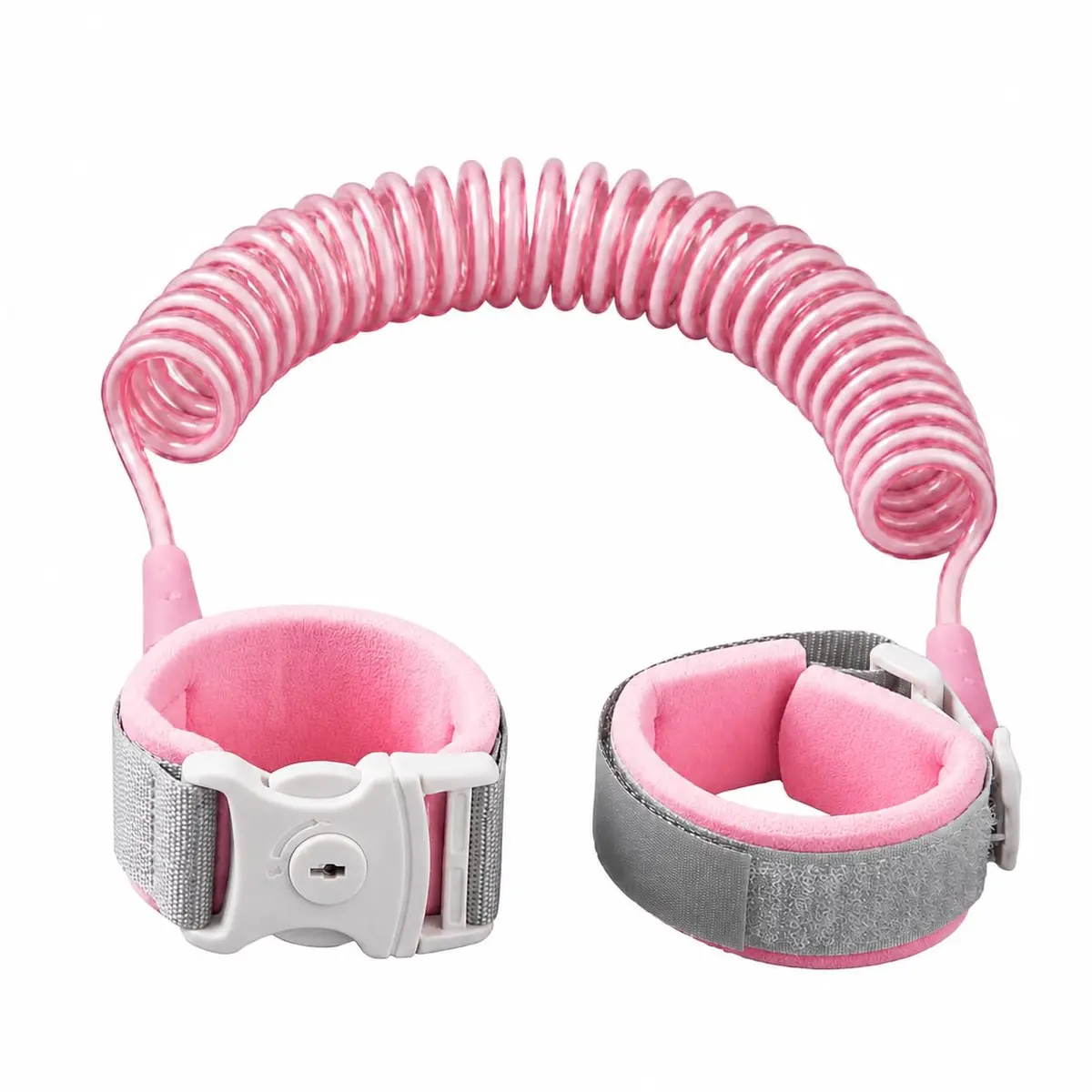 Pulseira Guia de Segurança Infantil Ajustável com Chave Extensão 1,5m (Rosa) - 1