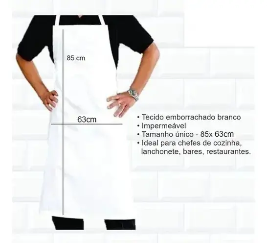 Avental Emborrachado Pequeno Lamare Branco 85x63cm EPI Cozinha