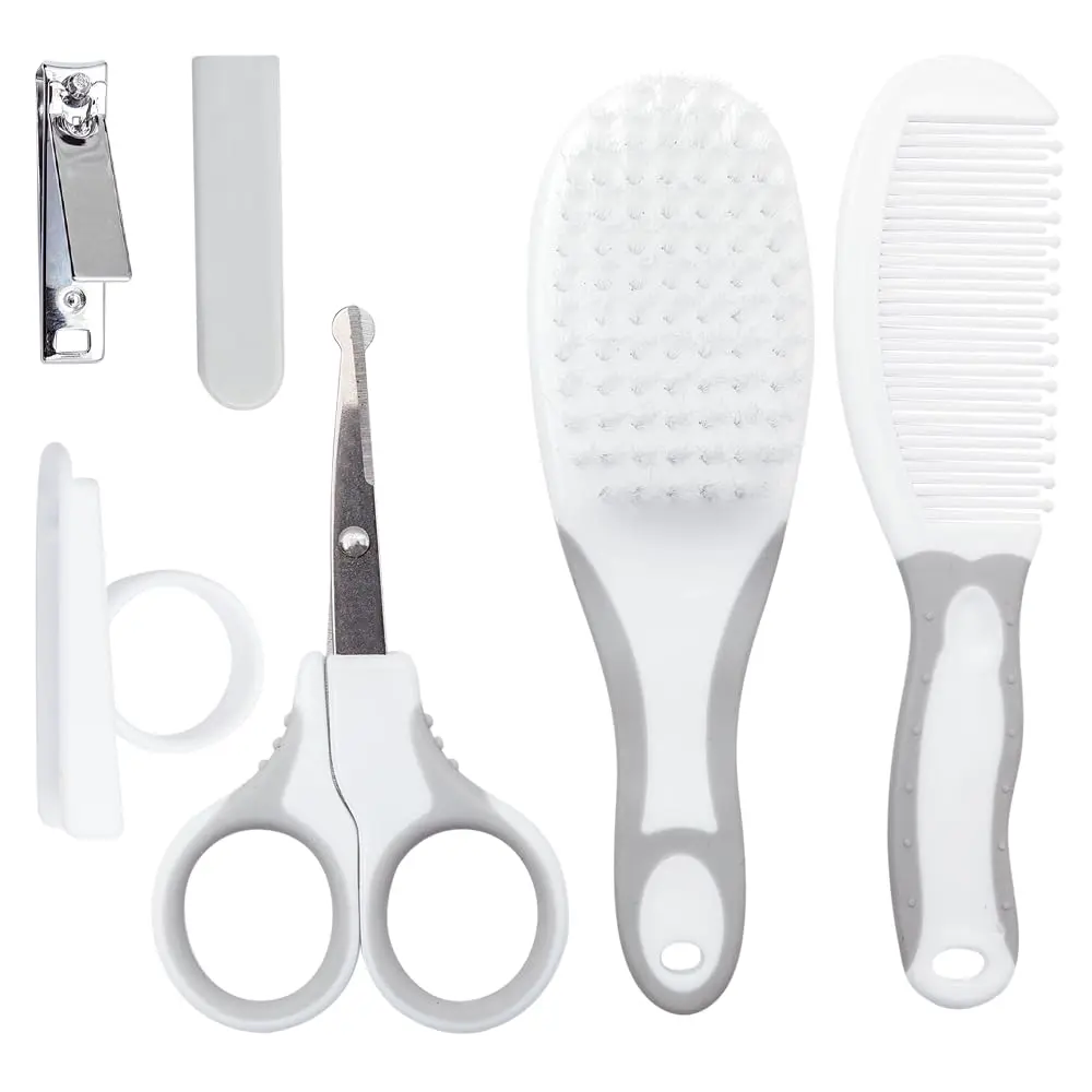 Buba Kit Cuidados Baby Cinza Tamanho Único | Escova, Pente, Tesoura, Cortador de Unhas - 1