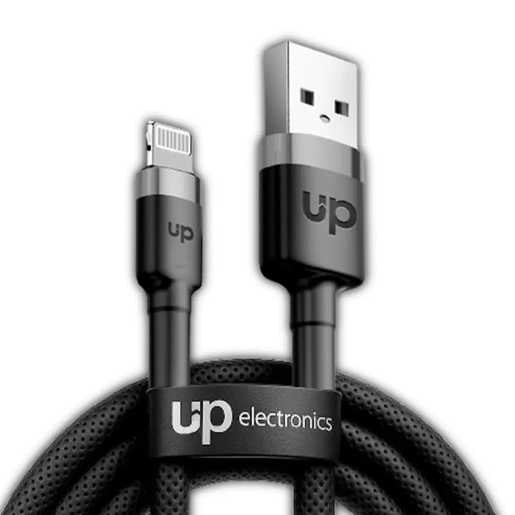 Cabo Lightning USB 2 Metros - UP Electronics, Carregamento Rápido, Acabamento Premium e Transferência de Dados – Preto