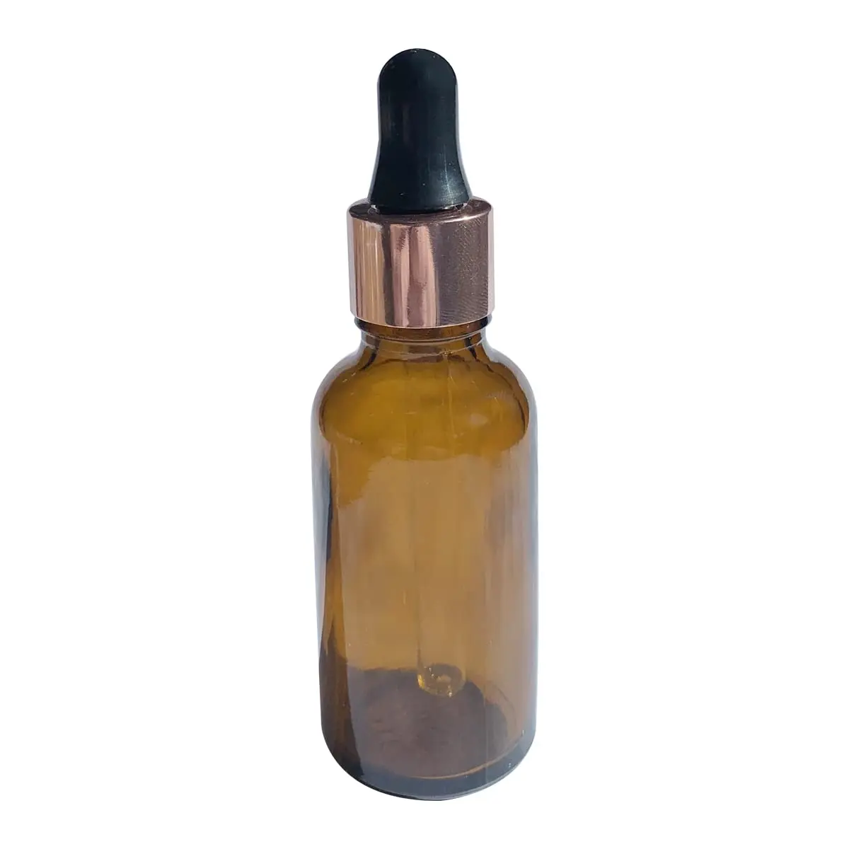 Frasco De Vidro Âmbar 30ml Conta Gotas Premium (10 Unid.) (Rose C/Preto)