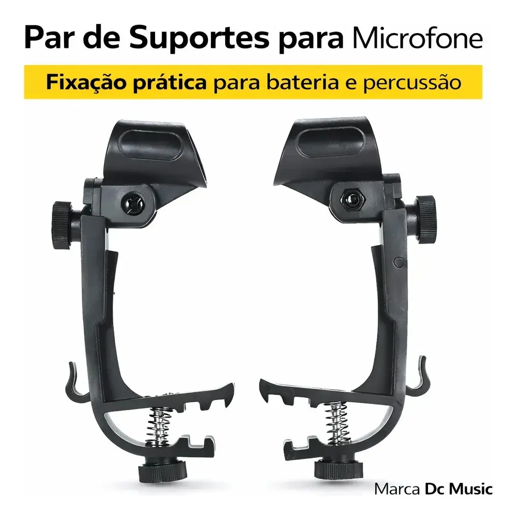 Par de Suportes Clamp para Microfone Dc Music, com Ângulo Ajustável, para Bateria e Percussão - 1