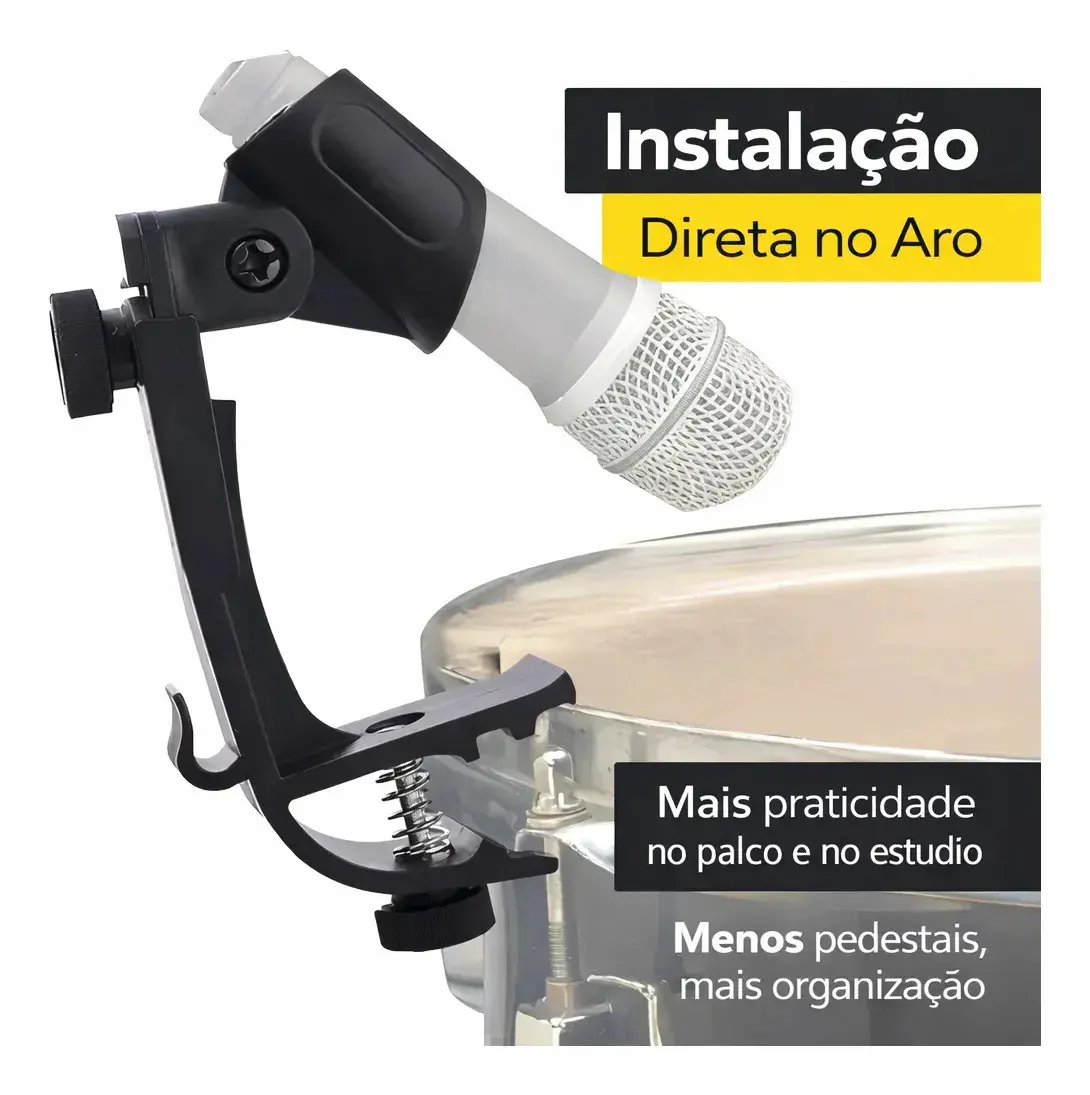 Par de Suportes Clamp para Microfone Dc Music, com Ângulo Ajustável, para Bateria e Percussão thumbnail 3