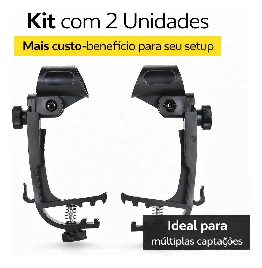 Par de Suportes Clamp para Microfone Dc Music, com Ângulo Ajustável, para Bateria e Percussão thumbnail 6