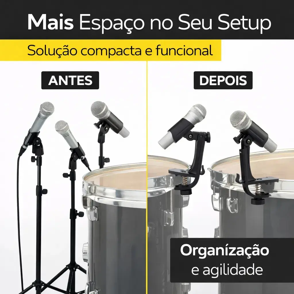Par de Suportes Clamp para Microfone Dc Music, com Ângulo Ajustável, para Bateria e Percussão thumbnail 7