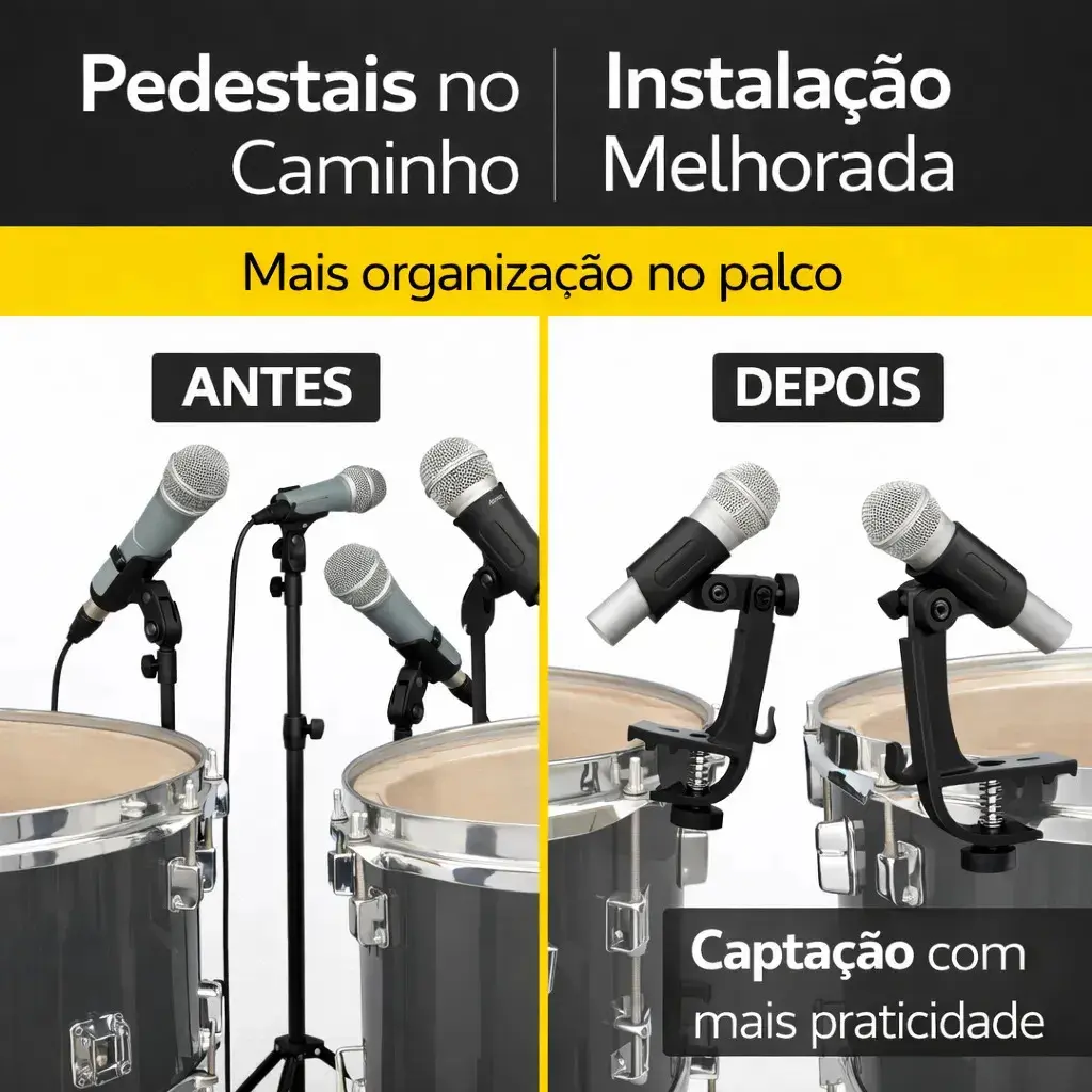 Par de Suportes Clamp para Microfone Dc Music, com Ângulo Ajustável, para Bateria e Percussão thumbnail 8
