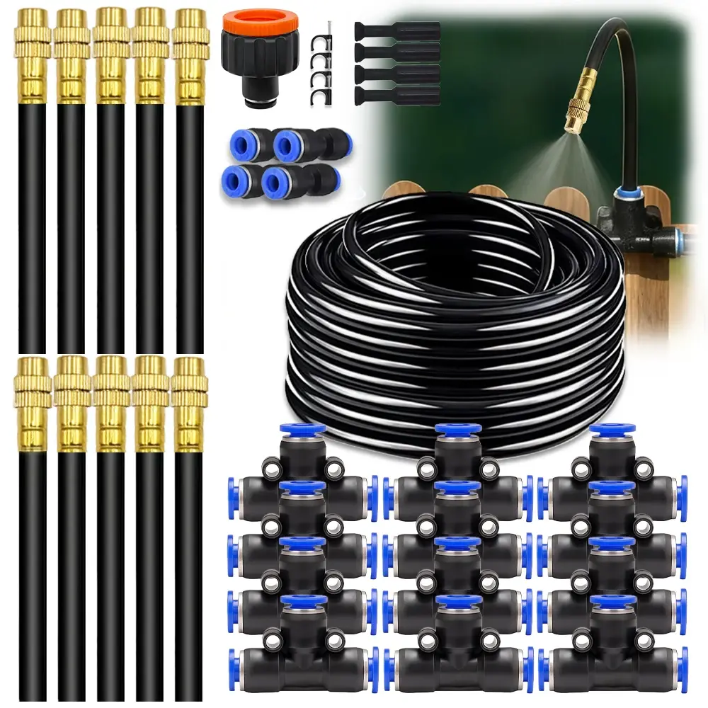 30m-5m diy kit de pulverizador universal de dobra livre 8mm mangueira pátio nebulização sistema de resfriamento para jardim planta embaçamento rega irrigação