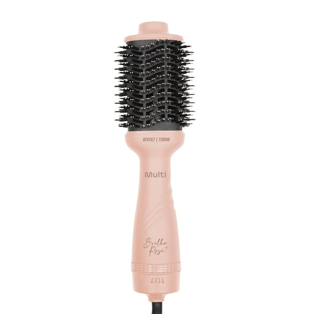 Escova Secadora Multi Care Brilho Rosé 1300W 3 Temperaturas Nanoceramic Glass Oval 2 em 1 Bivolt - EB200