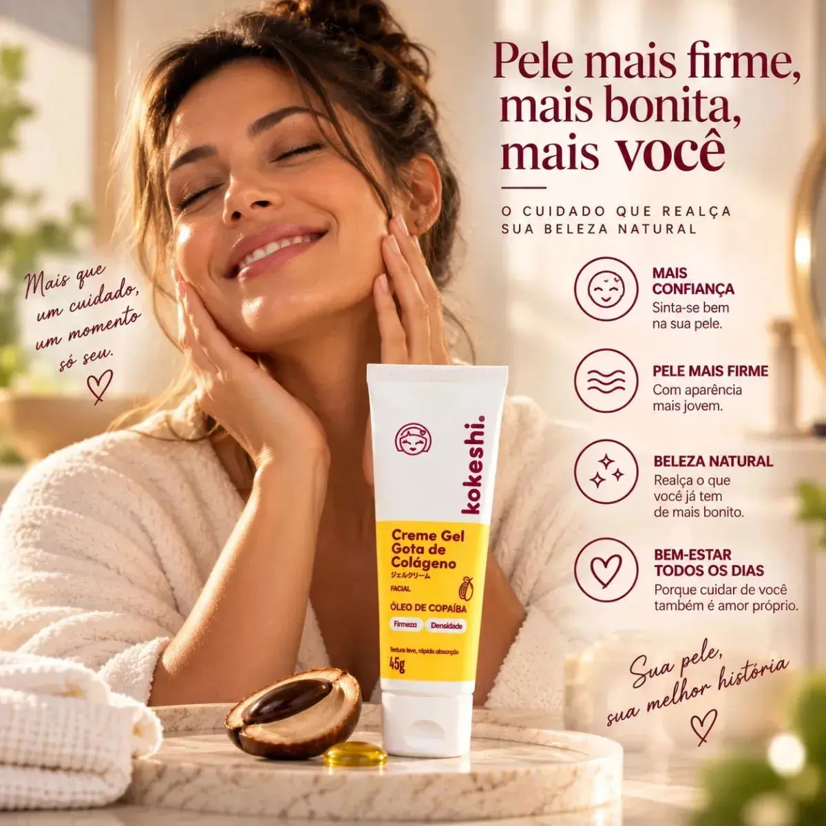 Kokeshi Gota de Colágeno Creme Gel Regenerador Facial 45g thumbnail 6
