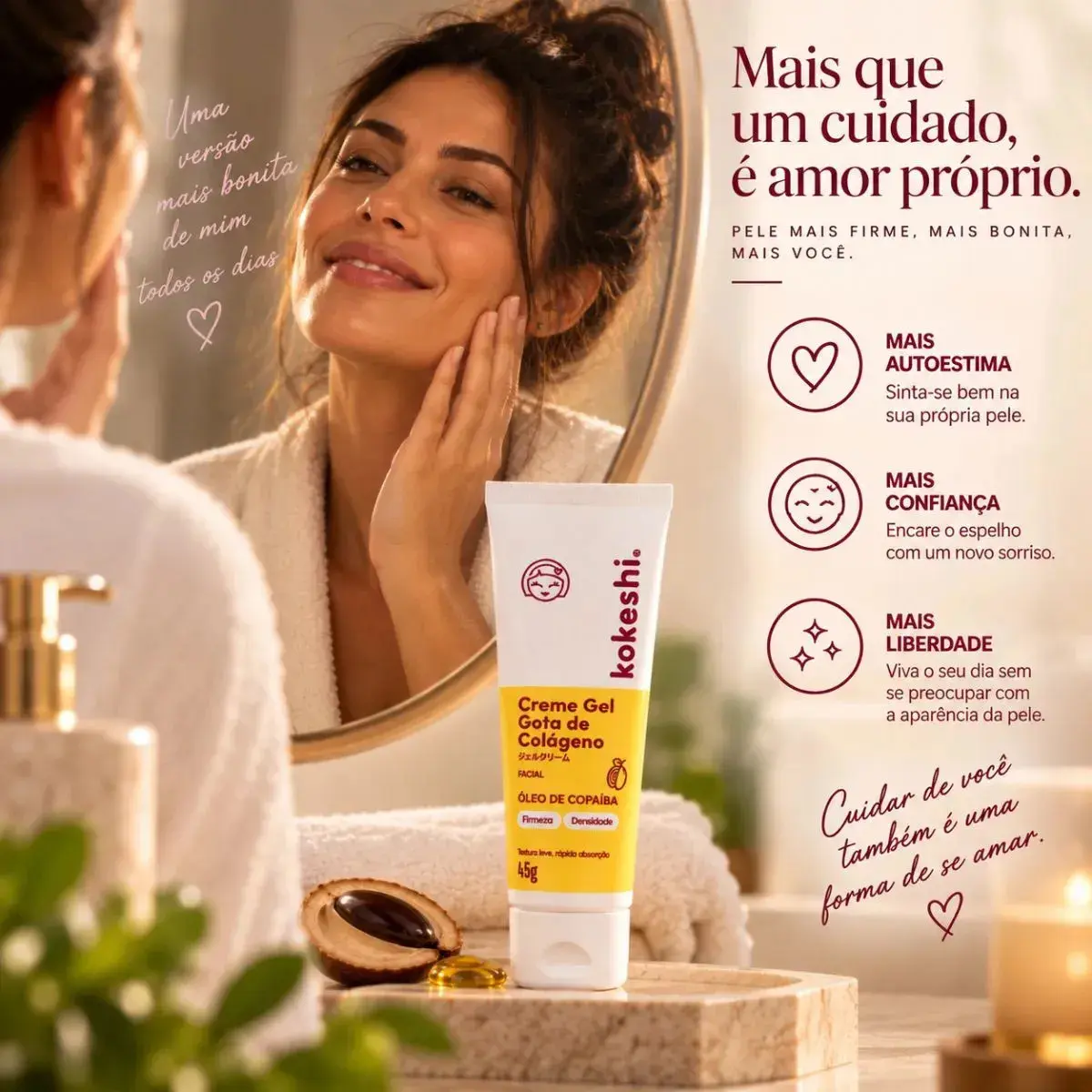 Kokeshi Gota de Colágeno Creme Gel Regenerador Facial 45g thumbnail 7