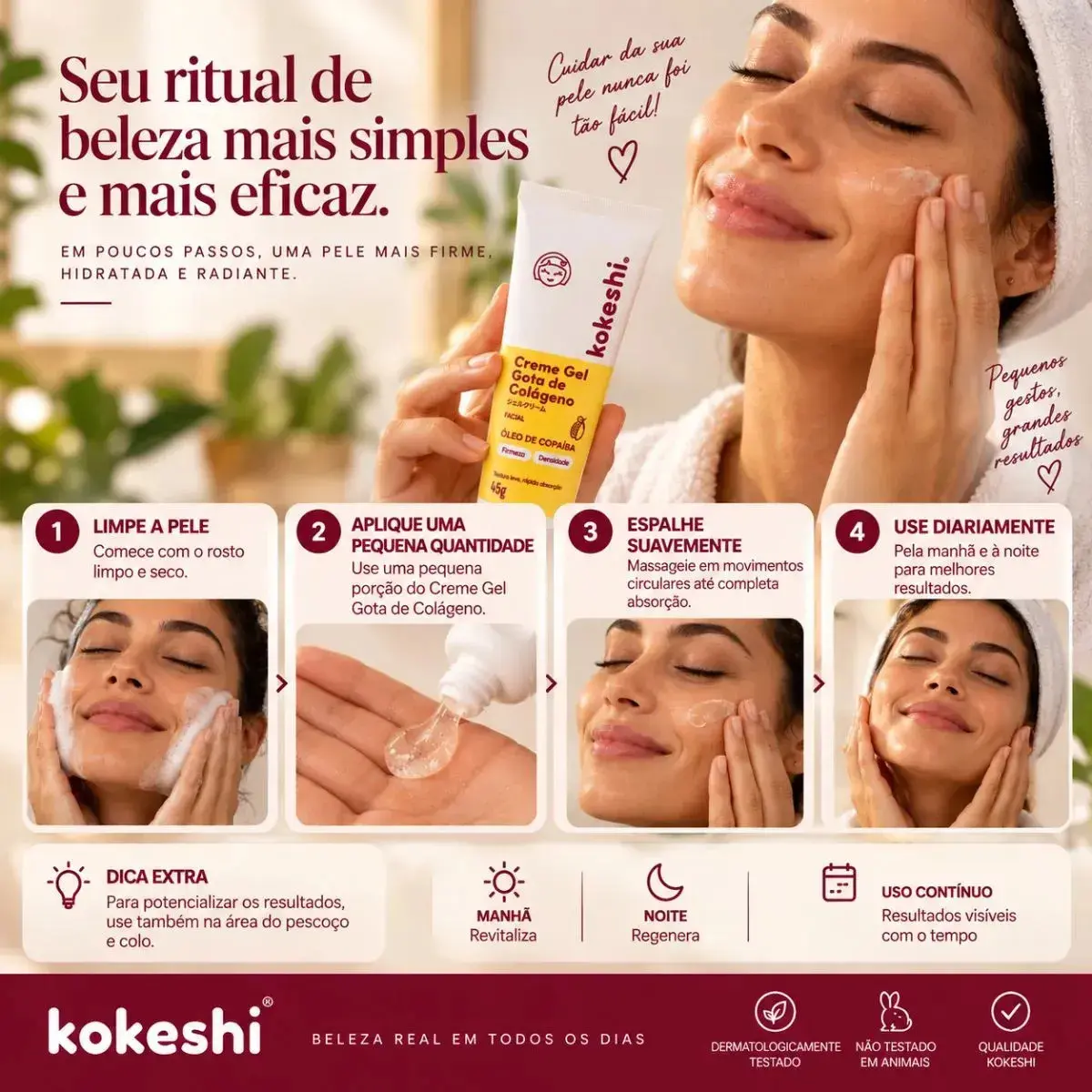 Kokeshi Gota de Colágeno Creme Gel Regenerador Facial 45g thumbnail 8
