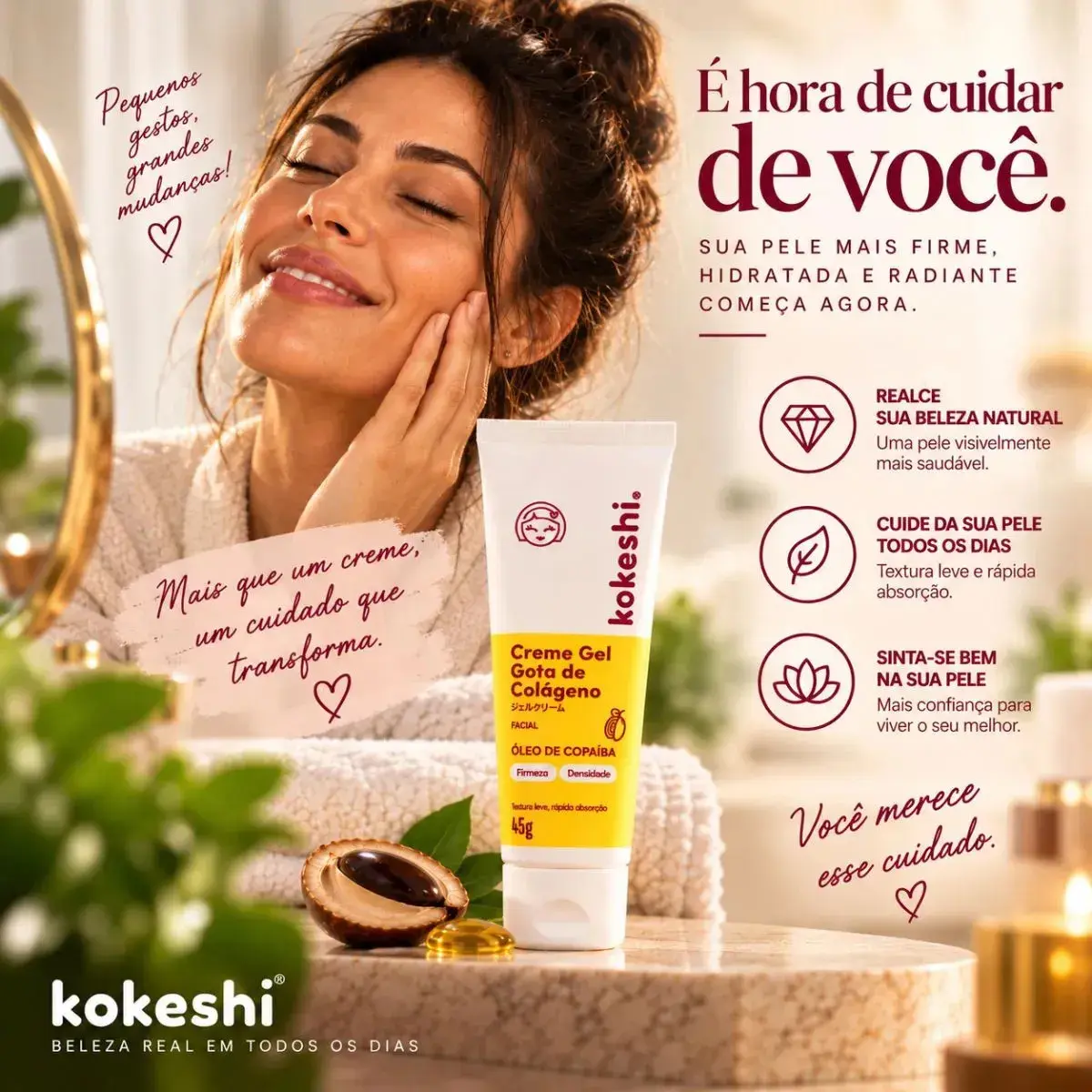 Kokeshi Gota de Colágeno Creme Gel Regenerador Facial 45g thumbnail 9