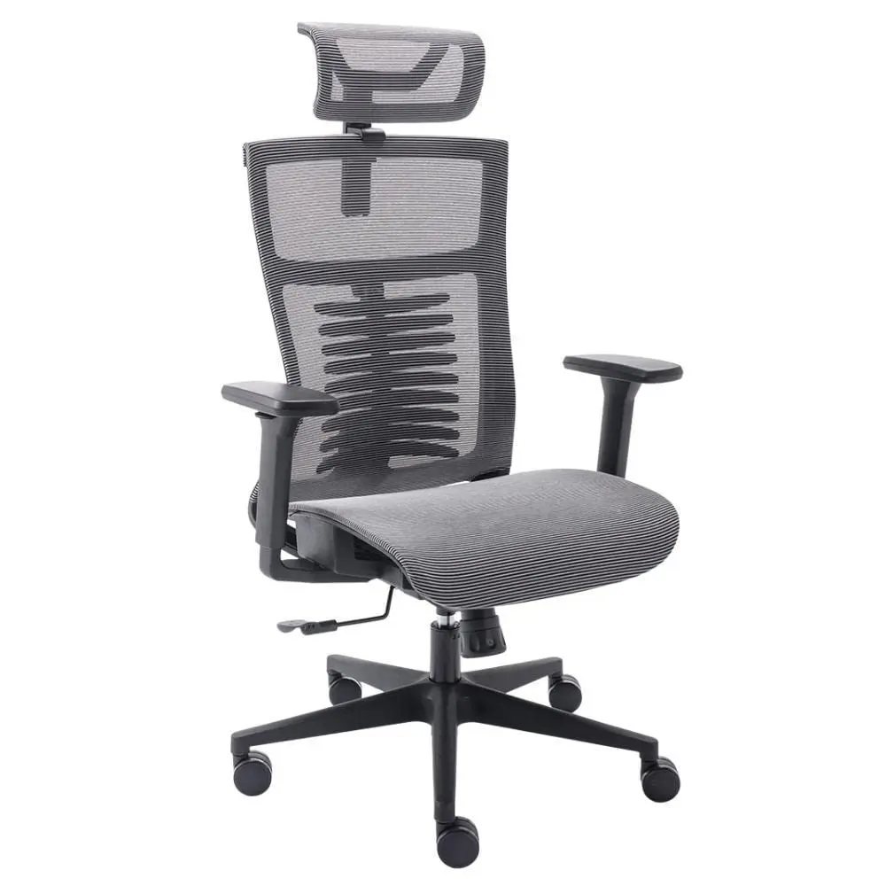 Elements Cadeira de Escritorio Ergonômica Vertta Pro com Apoio Lombar e Cabeça Respirável, Preta/Cinza - 1